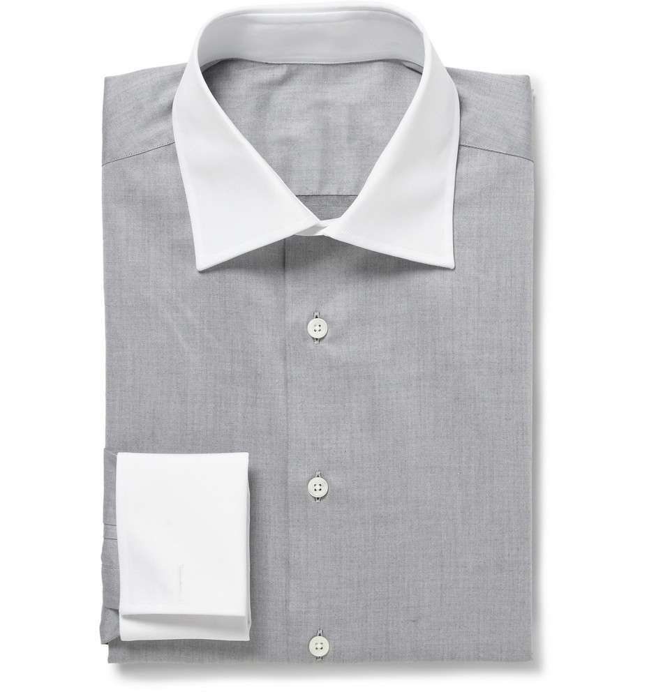 white collar grey shirt