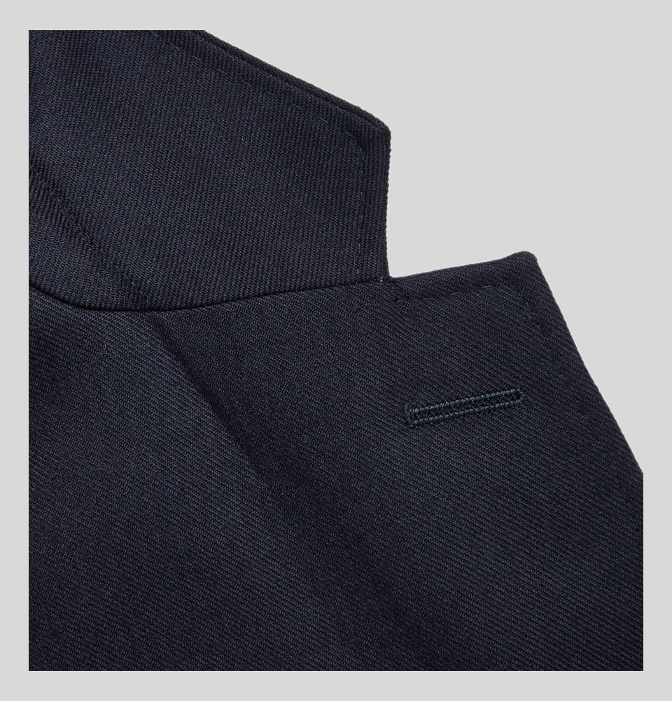 Navy Unstructured Worsted Wool Blazer