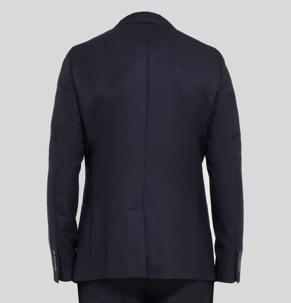 Navy Unstructured Worsted Wool Blazer